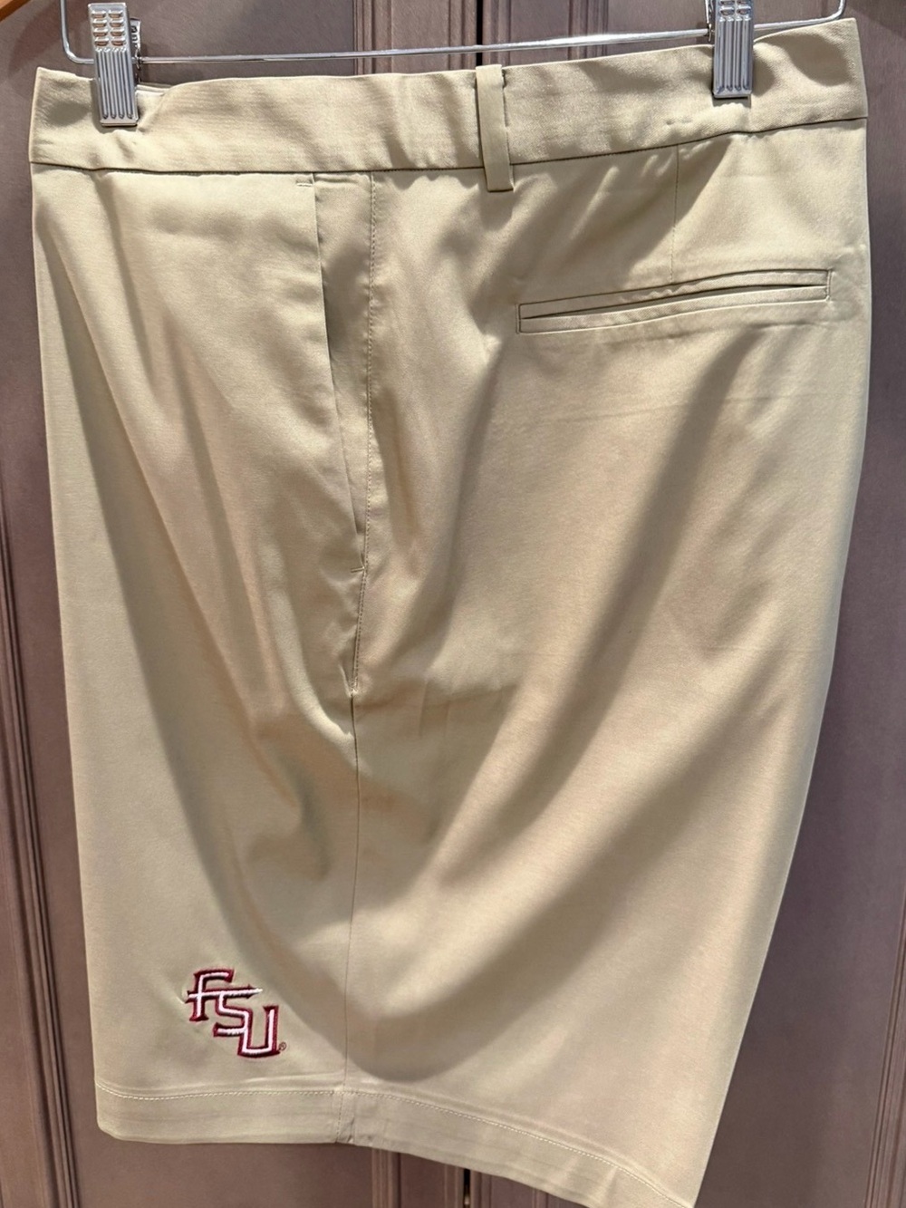 Nike GOLF Dri-Fit 42 FSU Embroidered Tan Flat-Front Men’s Golf Shorts